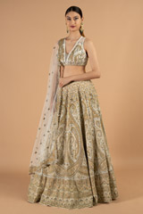 Embroidered off white lehenga set5568 video